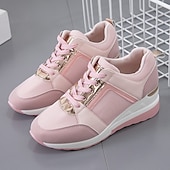 economico Sneakers da donna-scarpe da ginnastica da donna con zeppa taglie forti scarpe con aumento di altezza outdoor giornaliere color block estate punta tonda sportiva classica scarpe da tennis casual da passeggio stringate grigio rosa scarpe da ginnastica bianche