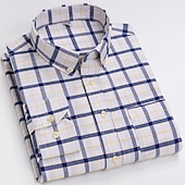 voordelige oxford-overhemden voor heren-Voor heren Overhemd Button-down overhemd Shirt met kraag Oxford overhemd Schotse ruit Bruiloft Casual A B F G Lange mouw Alle seizoenen Kleding