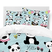 cheap Duvet Cover Sets-3D Bedding  Panda Rabbit print Print Duvet Cover Bedding Sets Comforter Cover with 1 print Print Duvet Cover or Coverlet，2 Pillowcases for Double/Queen/King