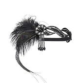 billige Tilbehør og mer-Årgang De livlige 20-årene 1920-tallet Fjær Hodebånd Den store Gatsby Charleston Bryllupsgjest Fjær Kostyme Dame Fest Skoleball Bryllupsfest Voksne Hodeplagg Alle årstider