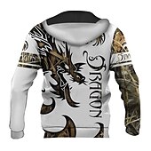 cheap Men&#039;s 3D Hoodies-Men&#039;s Graphic Animal Hoodie Hoodies Sweatshirt Hoodie Long Sleeve Hooded Sweatshirt Hooded Streetwear 3D Print Sports &amp; Outdoor Daily Black And White Light Khaki. Print Spring &amp;  Fall Designer