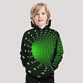 ieftine Viziune 3D și geometrie a băiatului-Băieți 3D Geometric Hanorac cu Glugă Manșon Lung Tipărire 3D Primăvară Iarnă Activ De Bază Copii Copil Zilnic