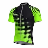 זול חולצות גברים-בגדי ריקוד גברים חולצת ג'רסי לרכיבה מנוקד שיפוע שרוולים קצרים אופנייים ג'רזי צמרות עם 3 כיסים אחוריים רכיבת הרים רכיבת כביש ייבוש מהיר רצועות מחזירי אור כיס אחורי פתילת לחות ספורט צהוב אדום כחול ביגוד