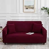 cheap Sofa Cover-Stretch Sofa Cover Slipcover Burgundy Elastic Modern Sectional Couch for Living Room Couch Cover Sectional Corner Chair Protector Couch Cover 1/2/3/4 Seater