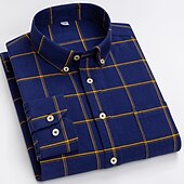 voordelige oxford-overhemden voor heren-Voor heren Overhemd Button-down overhemd Shirt met kraag Oxford overhemd Schotse ruit Bruiloft Casual A B F G Lange mouw Alle seizoenen Kleding