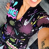 abordables Ropa Triatlón Mujer-Mujer Traje de triatlón Manga Corta MTB Bicicleta Montaña Ciclismo Carretera Negro Rojo Negro Áspero Graphic Bicicleta Transpirable Secado rápido Licra Deportes Graphic Ropa