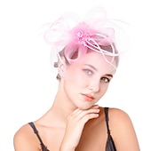 levne Fascinátory-Retro styl Elegantní Organza / Polyester / polyamid Fascinátory / Klobouky / Doplňky do vlasů s Peří / Imitace perel / Aplikace Jeden díl Večírek / Dovolená Přílba