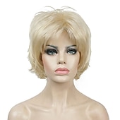 cheap Older Wigs-Karen Wig Short Layer Long Hair Fully Synthetic Wig 12TT26 Brown Highlights