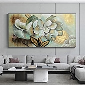 baratos Pinturas Florais/Botânicas-Mintura pintura a óleo artesanal em tela decoração de arte de parede moderna flor abstrata imagem para decoração de casa rolada sem moldura pintura não esticada