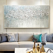 abordables Pinturas florales/botánicas-Pintura al óleo hecha a mano lienzo arte de la pared decoración espátula pintura clásica flor de ciruelo blanco para decoración del hogar enrollado sin marco pintura sin estirar