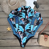 preiswerte Hautausschlagswächter-Damen Anti UV Badeanzug UV-Schutz UPF50+ Atmungsaktiv Langarm Spandex Bodysuit Badeanzug Reißverschluß vorne Schwimmen Surfen Strand Wassersport Sommer Frühling
