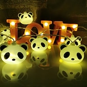 preiswerte USB-Lichterketten-LED-Panda-Lichterkette 1,5 m/4,92 Fuß, 10 LEDs, Batterie oder USB-Stromversorgung, Weihnachtszimmer, Schlafzimmer, Feiertagsdekoration, Cartoon-Panda-Laterne