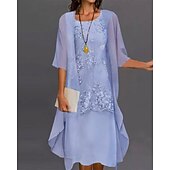economico Con giacca-Abito madre della sposa a due pezzi per matrimoni in spiaggia elegante scollo tondo lunghezza tè in chiffon con pizzo senza maniche giacca abiti con applicazioni 2025 taglia personalizzata gratuita