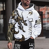 cheap Men&#039;s 3D Hoodies-Men&#039;s Graphic Animal Hoodie Hoodies Sweatshirt Hoodie Long Sleeve Hooded Sweatshirt Hooded Streetwear 3D Print Sports &amp; Outdoor Daily Black And White Light Khaki. Print Spring &amp;  Fall Designer