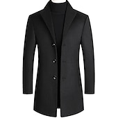 billiga Trenchcoat för män-Herr Vinterkappa Yllekappa Rock Kavaj Kontor Företag Vinter Ylle Vindtät Varm Ytterkläder Kläder Yrke / Affär Ensfärgat Ficka Hög krage Enkelknäppt med Ett Knapphål