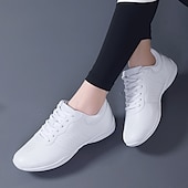 preiswerte Tanz-Sneaker-Tanz-Sneakers aus weißem Kunstleder für Damen, Herren und Kinder, leichte Schnürschuhe mit rutschfester Sohle, perfekt für Jazz, Hip-Hop und Gesellschaftstanz