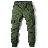 billiga Cargobyxor-Herr Militärbyxor Cargo byxor Långbyxor Snörning Elastisk midja Flera fickor Ensfärgat Ledigt Dagligen Dagliga kläder Mode Klassisk gråblå Svart