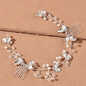 billige Bryllupshodeplagg-Hårkammer Hodepryd Hodepryd Legering Bryllup Spesiell Anledning Bryllupsbrud Med Imitasjon Perle Krystaller  Rhinestones Hodepryd Hodeplagg kle deg å imponere