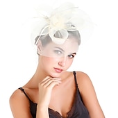 levne Fascinátory-Retro styl Elegantní Organza / Polyester / polyamid Fascinátory / Klobouky / Doplňky do vlasů s Peří / Imitace perel / Aplikace Jeden díl Večírek / Dovolená Přílba