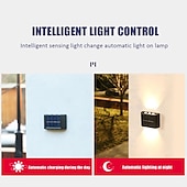 economico Applique per esterni-Lampada Da Parete Solare Con Luce Su E Giù 6 Led Per Esterni Impermeabile Cortile Illuminazione Per Esterni Villa Muro Recinzione Portico Illuminazione Decorazione Luci Solari Da Parete Per Lavaggio