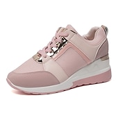 economico Sneakers da donna-scarpe da ginnastica da donna con zeppa taglie forti scarpe con aumento di altezza outdoor giornaliere color block estate punta tonda sportiva classica scarpe da tennis casual da passeggio stringate grigio rosa scarpe da ginnastica bianche