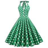 halpa Mekot-naisten 1950-luvun audrey hepburn riimu keinu mekko 100 % puuvillaa flare mekko retro vintage gingham check päivittäiset vaatteet teekutsut rento päivittäinen hihaton istuvuus&amp;amp; soihduttava mekko