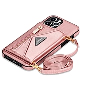 Недорогие Чехлы для iPhone-Чехол для iPhone 16e iPhone 16 iPhone 15 Pro Max Plus iPhone 14 13 12 11 Pro Max Mini X XR XS Max 8 7 Plus кошелек с шнурком слотом для карты ударопрочный однородный PU кожа
