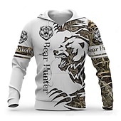 economico Pattern 3D-Per uomo Grafico Animale Blocco di colori Felpa con Cappuccio Felpe con cappuccio Felpa Streetwear Designer Casual Grande e Alto Manica Lunga Con Cappuccio Sport &amp; Outdoor Quotidiano Rosa Rosso Verde