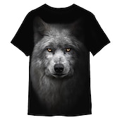 baratos Camisetas com estampa animal-Homens Gráfico Lobo Camiseta Manga Curta Camiseta Impressão 3D Gola Redonda Camisa Designer Clássico Casual Diário Esportes Final de semana Preto Cinzento Verão Roupa S M L XL XXL 3XL 4XL