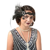 billige Tilbehør og mer-Årgang De livlige 20-årene 1920-tallet Fjær Hodebånd Den store Gatsby Charleston Bryllupsgjest Fjær Kostyme Dame Fest Skoleball Bryllupsfest Voksne Hodeplagg Alle årstider