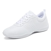 preiswerte Tanz-Sneaker-Tanz-Sneakers aus weißem Kunstleder für Damen, Herren und Kinder, leichte Schnürschuhe mit rutschfester Sohle, perfekt für Jazz, Hip-Hop und Gesellschaftstanz
