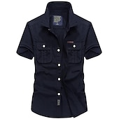 cheap Men&#039;s Active Tees &amp; Tanks-Men&#039;s Hiking Shirt / Button Down Shirts Tactical Military Shirt Short Sleeve Shirt Top Outdoor Breathable Quick Dry Lightweight Summer Polyester ArmyGreen Blue khaki Camping / Hiking / Caving