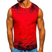 voordelige Sportschool tanktops-Voor heren T-shirt Singlet Vest Top Onderhemd Mouwloos Strakke ronde hals Zomer Grafisch Kleurenblok Sport Modieus Lichtgewicht Afdrukken Vakantie Casual Feestdagen Zwart Wit Rood Top T-shirt voor