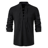 cheap Outfits-Retro Vintage Medieval Renaissance Blouse / Shirt Cosplay Costume Outfits Ren Faire Pirate Viking Crusader Men&#039;s Viking Fantasy Halloween Carnival Masquerade Casual Daily LARP Ren Faire Adults Shirt