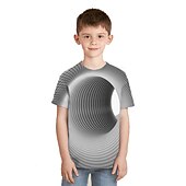 economico Visione 3D e Geometria del Ragazzo-Da ragazzo 3D 3D Print maglietta Manica corta Stampa 3D Estate Primavera Attivo Sportivo Di tendenza Bambino 3-12 anni Esterno Giornaliero Al coperto Standard