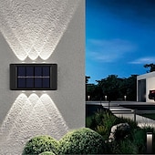 economico Applique per esterni-Lampada Da Parete Solare Con Luce Su E Giù 6 Led Per Esterni Impermeabile Cortile Illuminazione Per Esterni Villa Muro Recinzione Portico Illuminazione Decorazione Luci Solari Da Parete Per Lavaggio