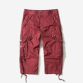 cheap Classic-Men&#039;s Cargo Shorts Hiking Shorts Leg Drawstring Multi Pocket Multiple Pockets Plain Breathable Outdoor Calf-Length Casual Daily Streetwear Stylish Black Wine Inelastic