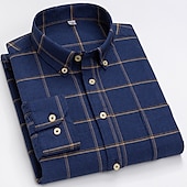 voordelige oxford-overhemden voor heren-Voor heren Overhemd Button-down overhemd Shirt met kraag Oxford overhemd Schotse ruit Bruiloft Casual A B F G Lange mouw Alle seizoenen Kleding