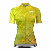 preiswerte Radtrikot Damen-Damen Radtrikot Geometrisch Kurzarm Fahhrad Trikot Oberteil mit 3 Gesäßtaschen Mountainbike MTB Straßenradsport Schnelltrocknend Reflektierende Streifen Rückentasche Feuchtigkeitsableitend Sport Rot