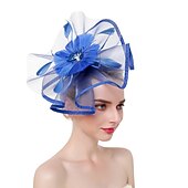 cheap Fascinators-Fascinators Hats Headwear Organza Polyester / Polyamide Bucket Hat Party / Evening Holiday Vintage Style With Feather Headpiece Headwear