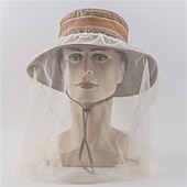 cheap Outdoor Headwear-Men&#039;s Women&#039;s Sun Hat Hiking Hat Mosquito Head Net Hat 1 pcs Summer Outdoor Portable Anti-Mosquito Anti-Eradiation Comfortable Patchwork Polyester Army Green Khaki Dark Gray for Fishing