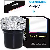 levne Organizéry do auta-popelník do auta přenosný bling cigaretový bezdýmný držák na láhev s modrým LED indikátorem autodoplňky pro ženy ideální pro auto domů a do kanceláře 1ks