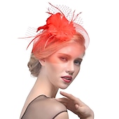 levne Fascinátory-Fascinátory Klobouky Doplňky do vlasů Organza Polyester / polyamid Kbelík Večírek Dovolená Retro styl S Peří Přílba Pokrývky Hlavy