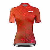 preiswerte Radtrikot Damen-Damen Radtrikot Geometrisch Kurzarm Fahhrad Trikot Oberteil mit 3 Gesäßtaschen Mountainbike MTB Straßenradsport Schnelltrocknend Reflektierende Streifen Rückentasche Feuchtigkeitsableitend Sport Rot