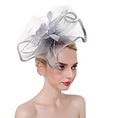 cheap Fascinators-Fascinators Hats Headwear Organza Polyester / Polyamide Bucket Hat Party / Evening Holiday Vintage Style With Feather Headpiece Headwear