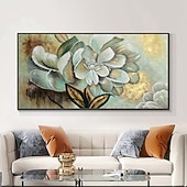 baratos Pinturas Florais/Botânicas-Mintura pintura a óleo artesanal em tela decoração de arte de parede moderna flor abstrata imagem para decoração de casa rolada sem moldura pintura não esticada