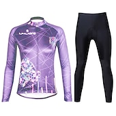 economico Set di abbigliamento da donna-Per donna Manica lunga Maglia con pantaloni da ciclismo Gonna da ciclismo Estate Licra Poliestere Verde Nero Viola Divertente Bicicletta Completo tuta Pad 3D Traspirante Resistente ai raggi UV