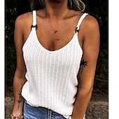 abordables Débardeurs et camisoles femme-Débardeur sans manches de sortie pour femmes haut décontracté col en V vacances du week-end noir blanc rose vin violet