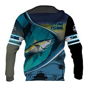 abordables Motif 3D-Homme Graphic Poissons Sweat à capuche Sweats à Capuche Sweat-shirt Sweat à capuche manche longue Sweat à capuche Capuche Vêtement de rue 3D effet Sport &amp; Loisir du quotidien Noir Bleu Roi Imprimer