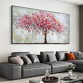 abordables Peintures fleurs/botaniques-Mintura main peinture à l&#039;huile sur toile mur art décoration moderne abstrait arbre rouge image pour la décoration intérieure roulé sans cadre non étiré peinture